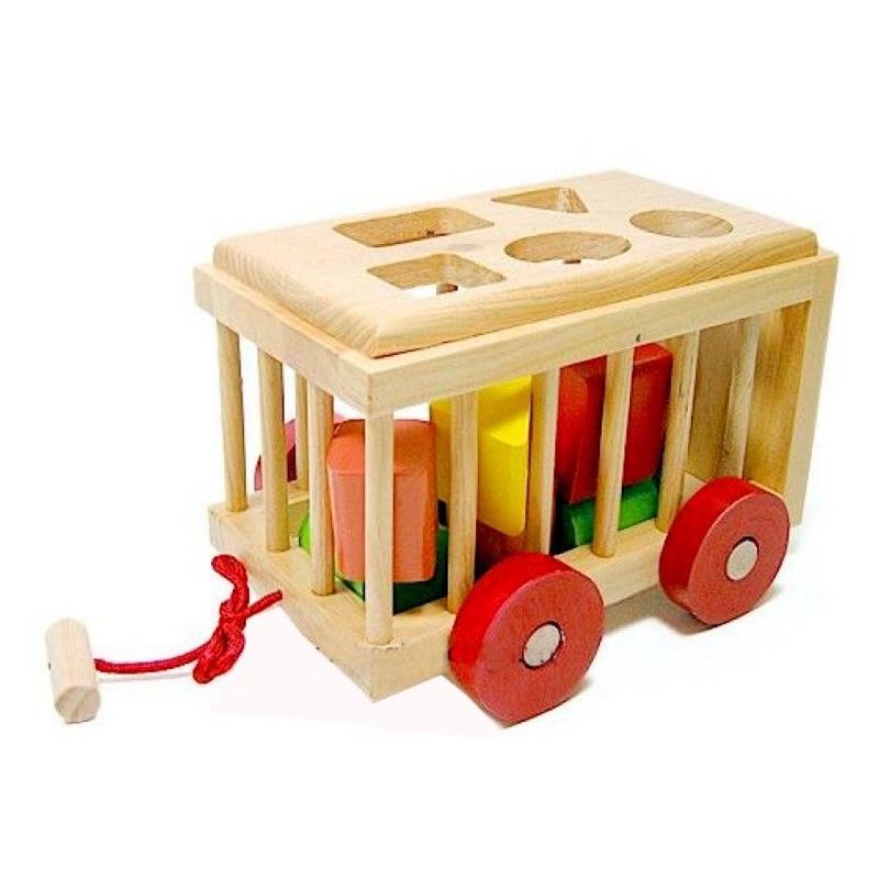 Xe cũi thả khối bằng gỗ giúp bé phát triển tư duy hình khối - Màu sắc - Rèn luyện vận động tinh