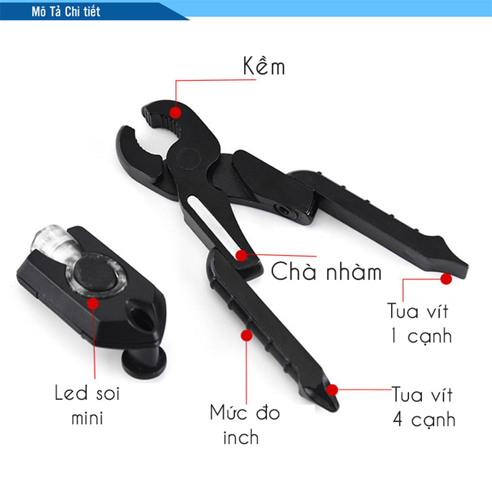 Dụng Cụ EDC Mini Đa Năng 6 in 1 Với Đèn Pin Mini Đa Năng, Kềm Xếp Gọn Tích Hợp Tiện Lợi Mai Lee