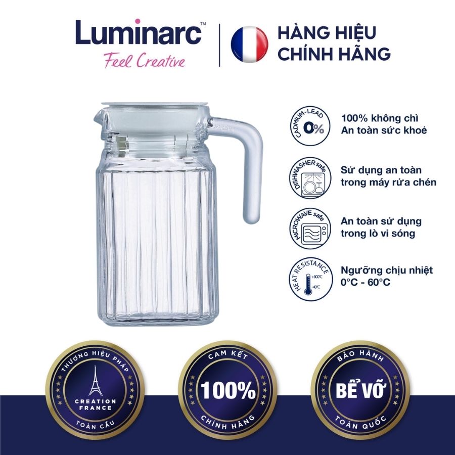 Bình nước thủy tinh Luminarc Quadro 0.5 Lít - LUQUG2667