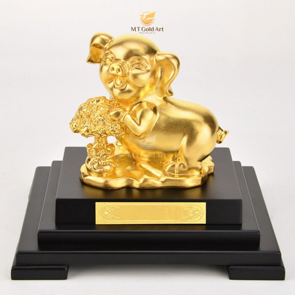 Tượng Heo tài lộc dát vàng (14x17x22cm) M05 MT Gold Art- Hàng chính hãng, trang trí nhà cửa, phòng làm việc, quà tặng sếp, đối tác, khách hàng, tân gia, khai trương