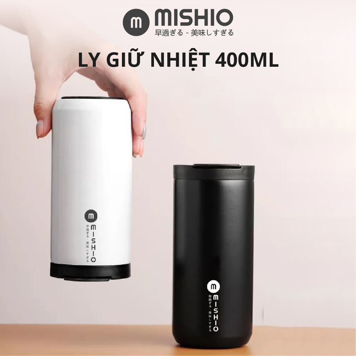 Ly Giữ Nhiệt Mishio inox 304 không gỉ sét dung tích 400ml - hàng chính hãng
