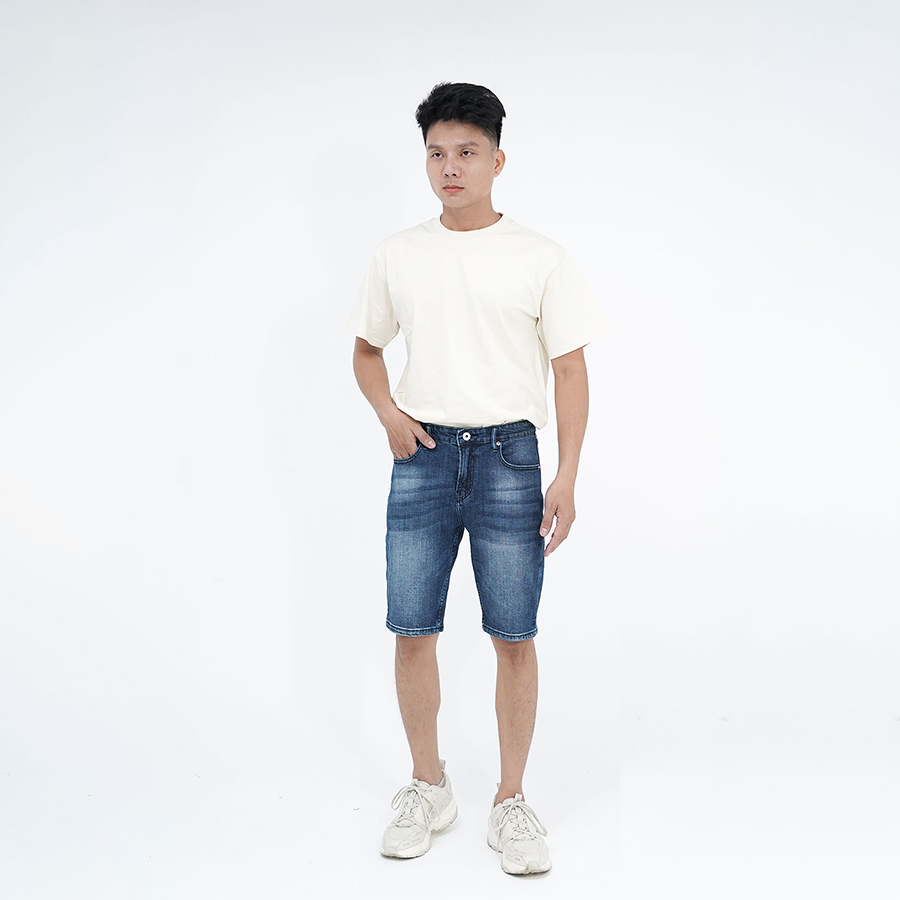 Quần Short Jeans Nam Cao Cấp HUNTER X-RAYS Form Slimfit Thun Màu Xanh S68
