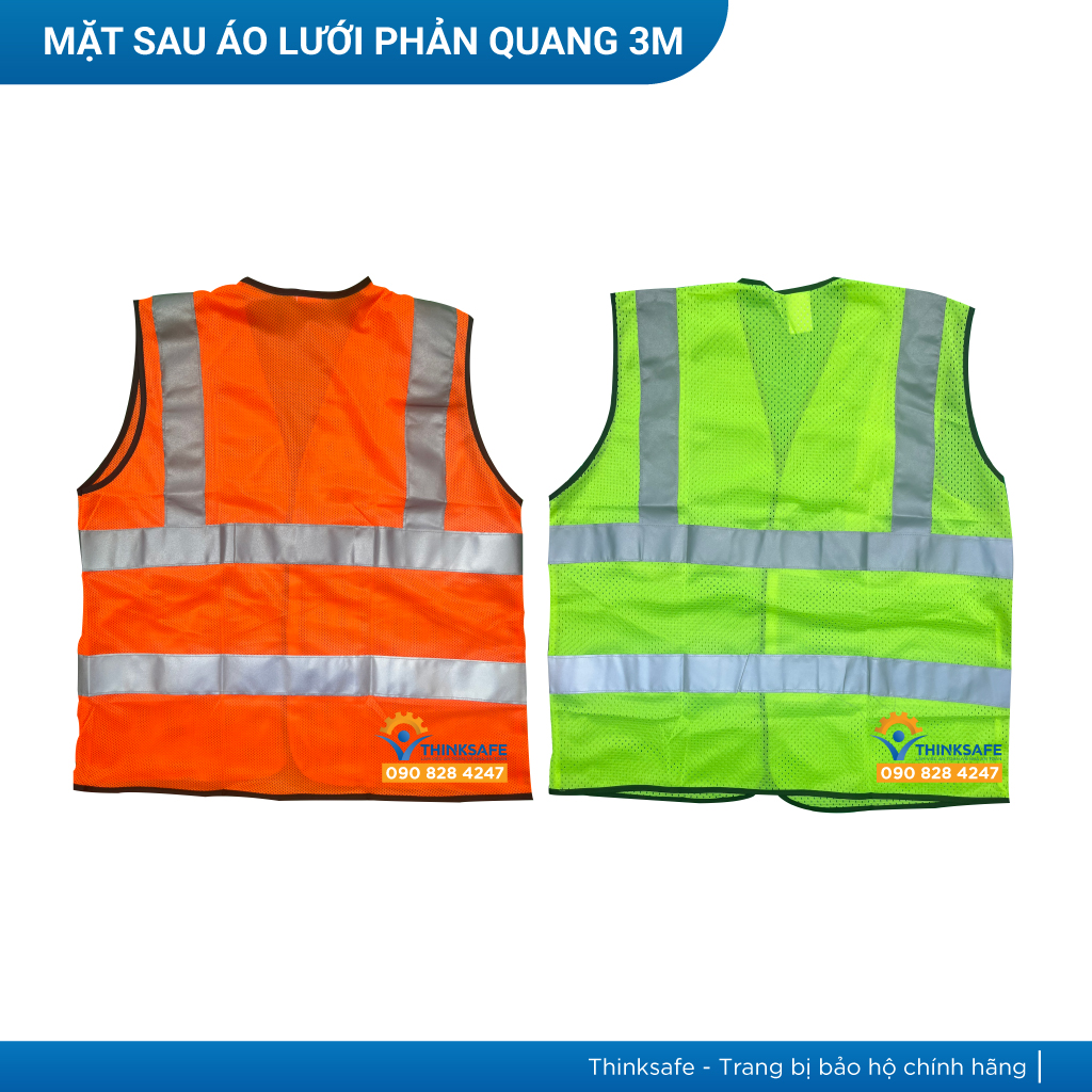 Áo phản quang lưới 3M Thinksafe vải thoáng mát, mỏng nhẹ chuyên dùng cho công nghiệp, nhận may, in ấn theo yêu cầu