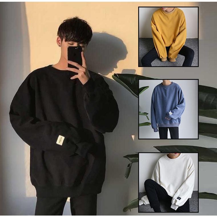 Áo Nỉ Trơn Dài Tay Cổ Tròn Nam Nữ Unisex Mùa Hè Kiểu Dáng Basic Bo Gấu Thời Trang Zenkonu TOP NAM 1000206V1