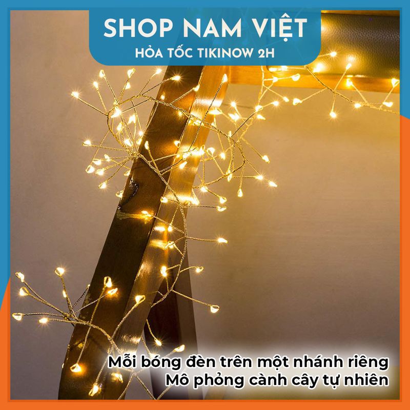 Dây Đèn Led Đom Đóm Nguyệt Quế Quấn Cây, Trang Trí Ngoài Trời, 8 Chế Độ Chớp