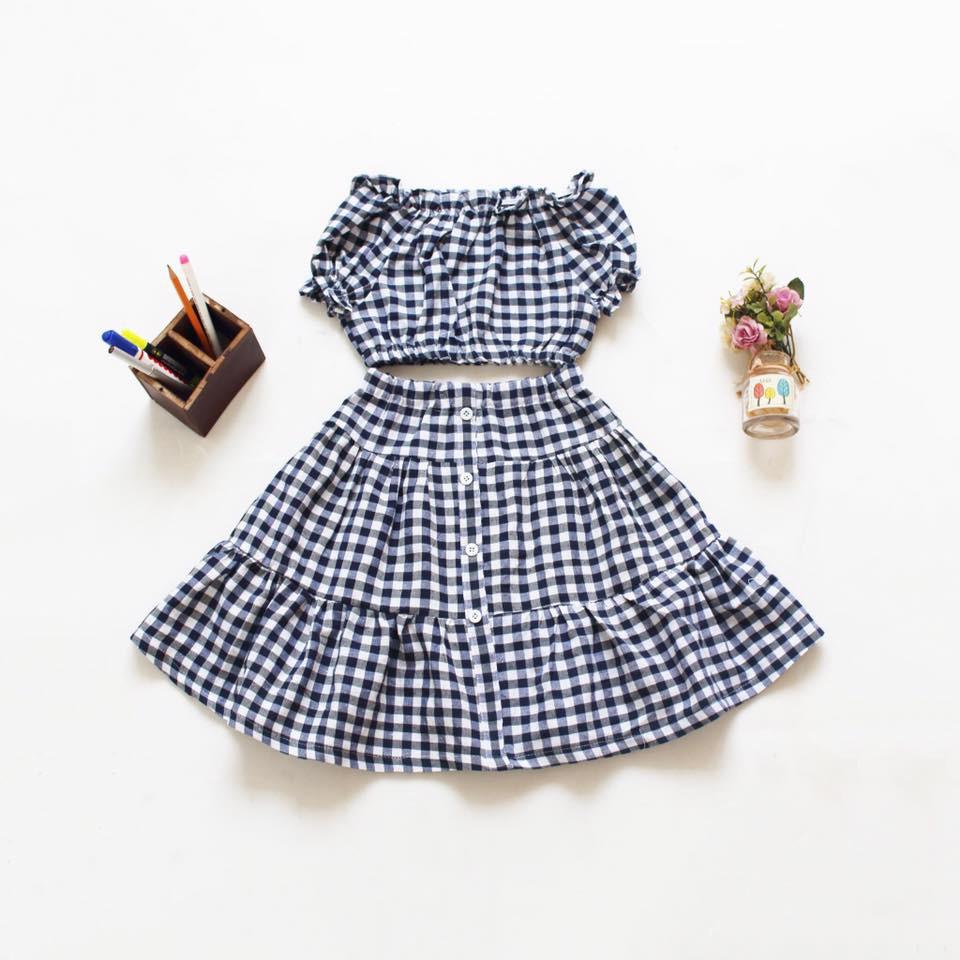 SÉT VÁY SỌC PHỐI ÁO SỌC CROPTOP