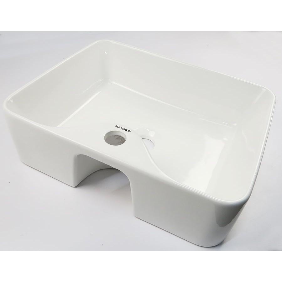 Chậu Lavabo sứ vuông dương bàn, men Nano tuyết sáng bóng Eurolife EL-LVB04 (Trắng)