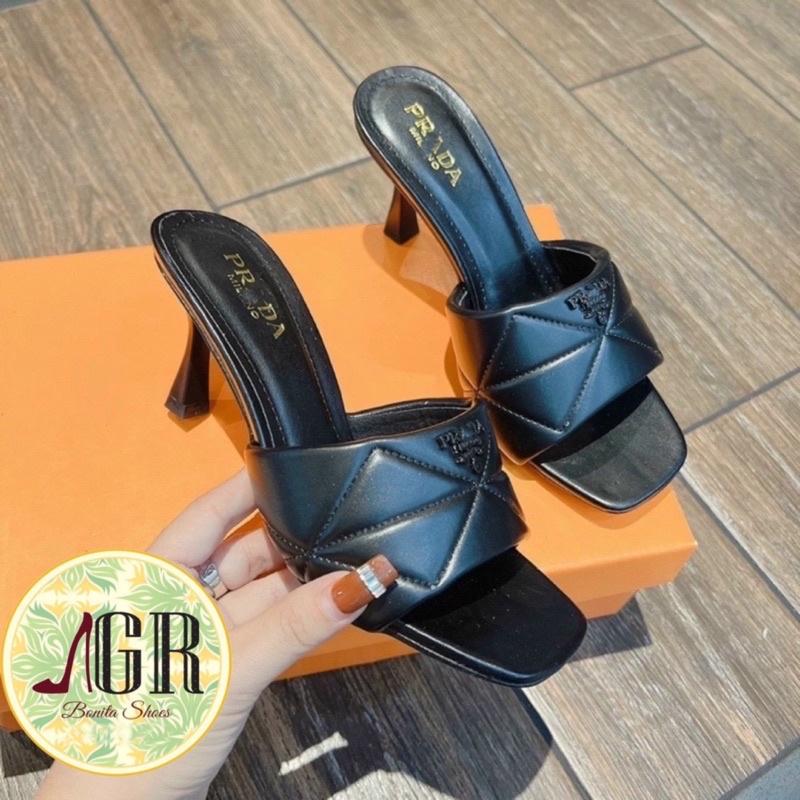 Guốc bản ngang đan phồng khoá hiệu gót 6 cm