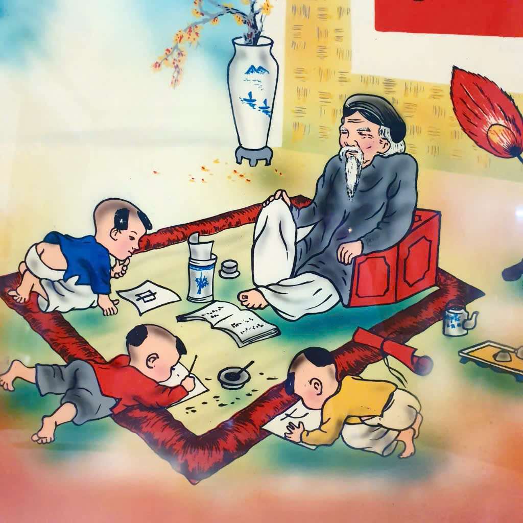 Tranh sơn mài - THẦY ĐỒ - Size 30x40 cm - Hình ảnh truyền thống – Hồn Việt xưa qua nét sơn mài thủ công