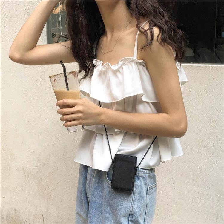 Áo 2 Dây Nữ Viền Bèo 3 Tầng 2 Màu Siêu Xinh Áo 2s Nữ Hở Lưng So Hot