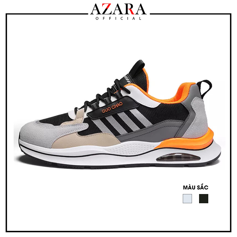 Giày Thể Thao Nam AZARA- Sneaker Màu Xám - Đen Viền Xám, Giày Thể Thao Đế Êm, Vải Thoáng, Dễ Phối Đồ - G5251