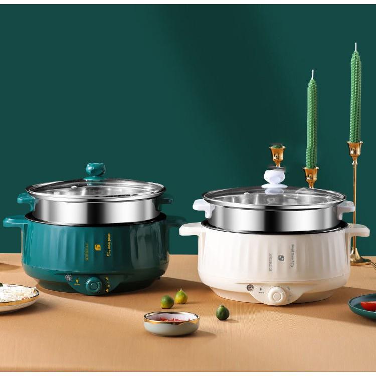 NỒI LẨU ĐIỆN ĐA NĂNG KÈM GIÁ HẤP INOX CAO CẤP - NỒI ĐIỆN CHIÊN XÀO HÂM NÓNG THỨC ĂN SIÊU NHANH CHỐNG DÍNH