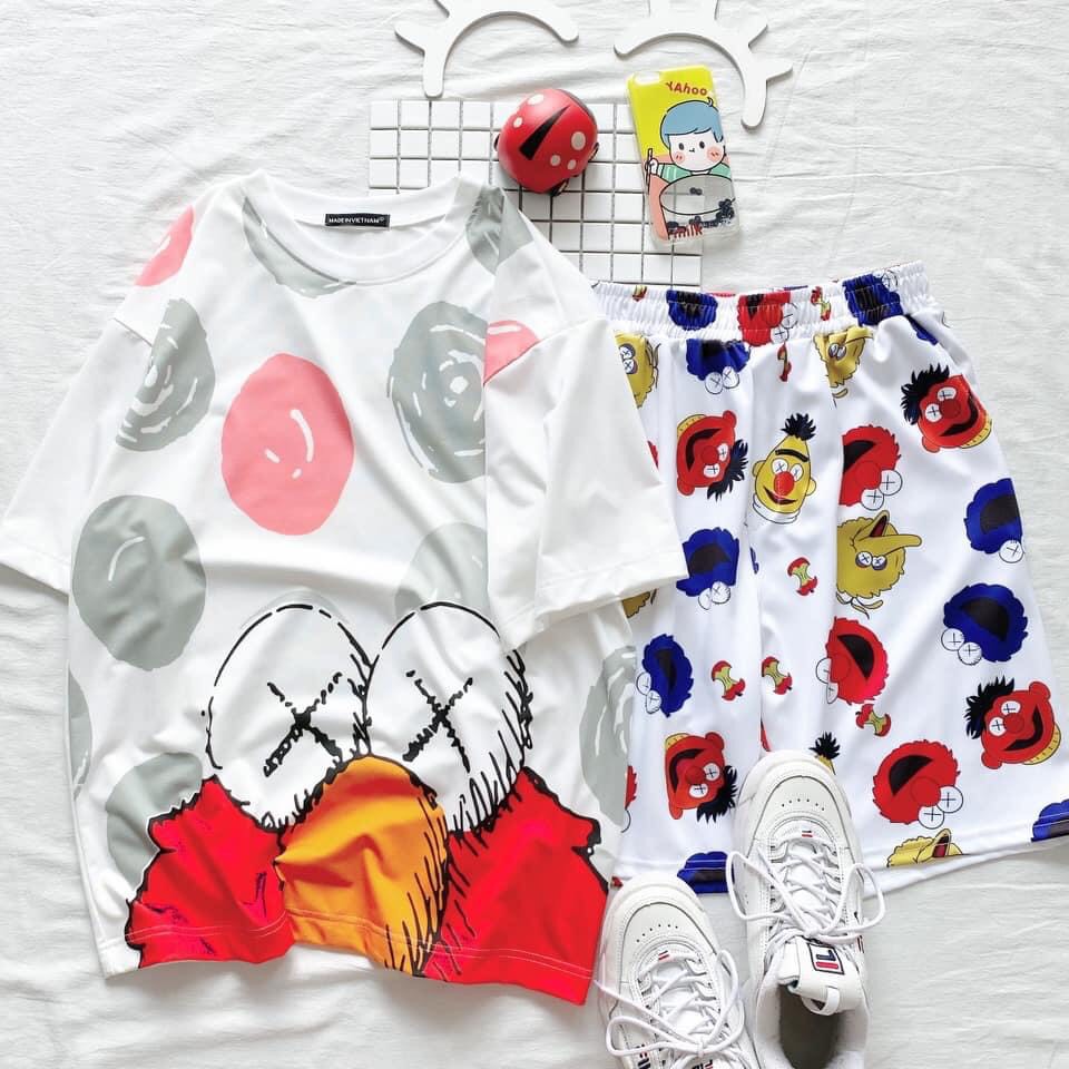 Áo tay lỡ unisex form rộng nam/nữ chất cotton tici.