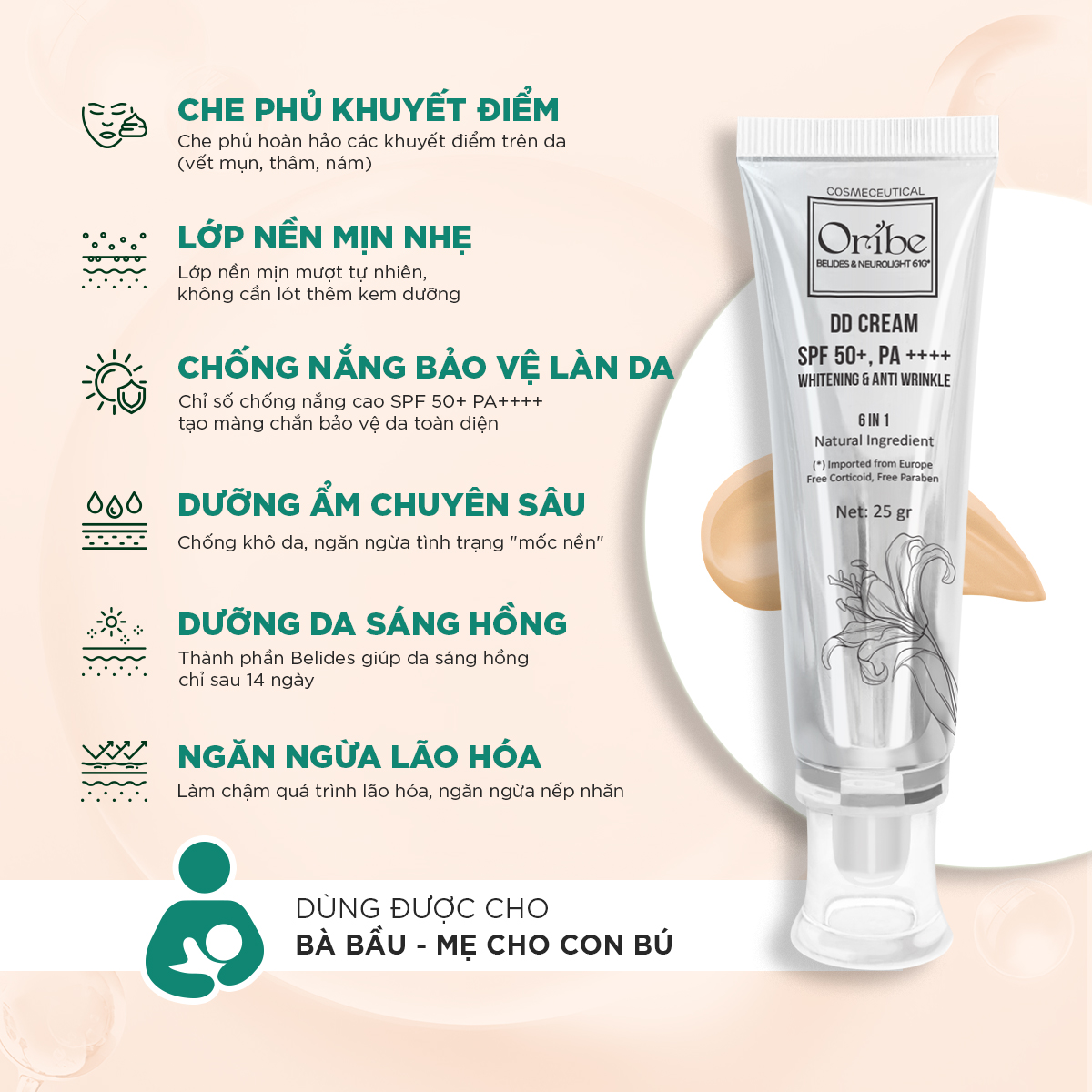 Kem Nền Che Khuyết Điểm Kiềm Dầu Mịn Nhẹ Chống Nắng DD Cream Oribe 25g