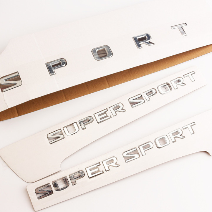 Bộ Decal tem chữ Super Sport dán đuôi xe và hông xe ô tô - được làm bằng nhựa ABS - Mã: LXSP