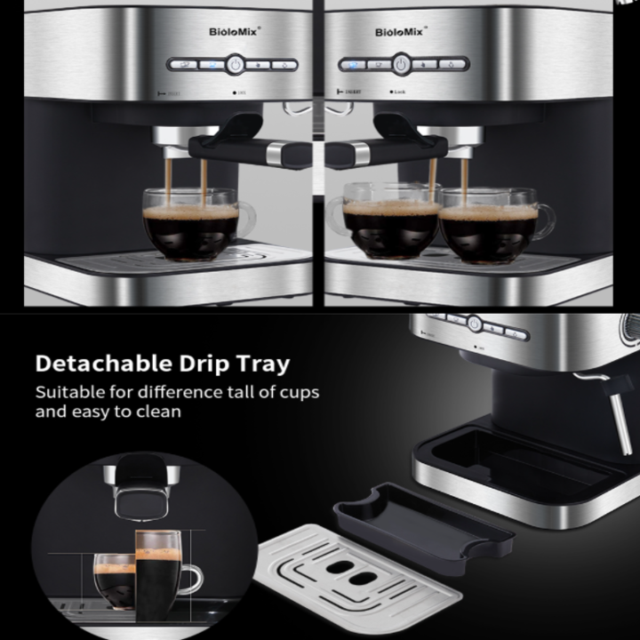 Máy pha cà phê Espresso BioloMix CM6866 công suất 1050W tích hợp hệ thống Cappuccino có thể điều chỉnh - Hàng Nhập Khẩu