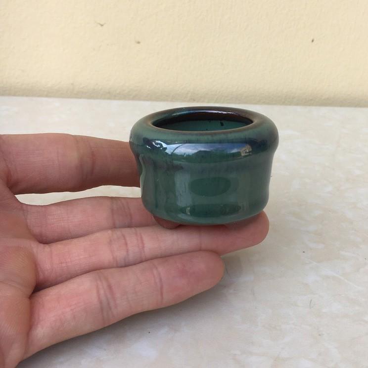 Chậu bonsai Tròn đứng siêu mini men hỏa biến gốm Bát tràng 1 size BM-57