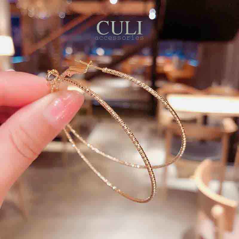 Khuyên tai vòng tròn lớn, thiết kế đơn giản, phong cách Hàn Quốc HT685 - Culi accessories