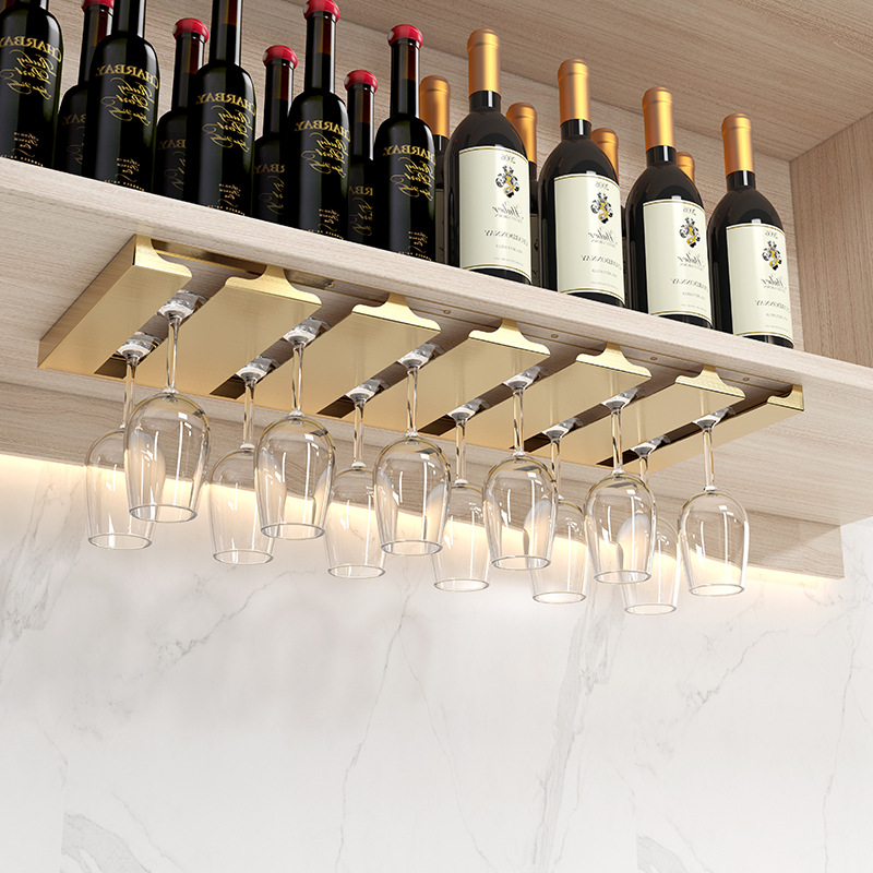 Giá Treo Ly Rượu Quầy Bar 4-8 Ly Mạ Vàng Kim Loại Cao Cấp - Hàng Nhập Khẩu