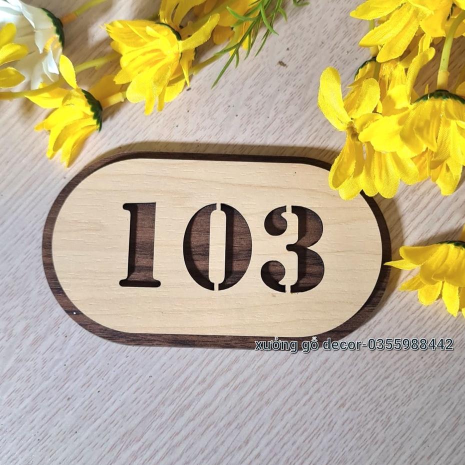 Bảng Gỗ Thông Tin Số Phòng Dán hoặc Dây Treo 16x8,5cm