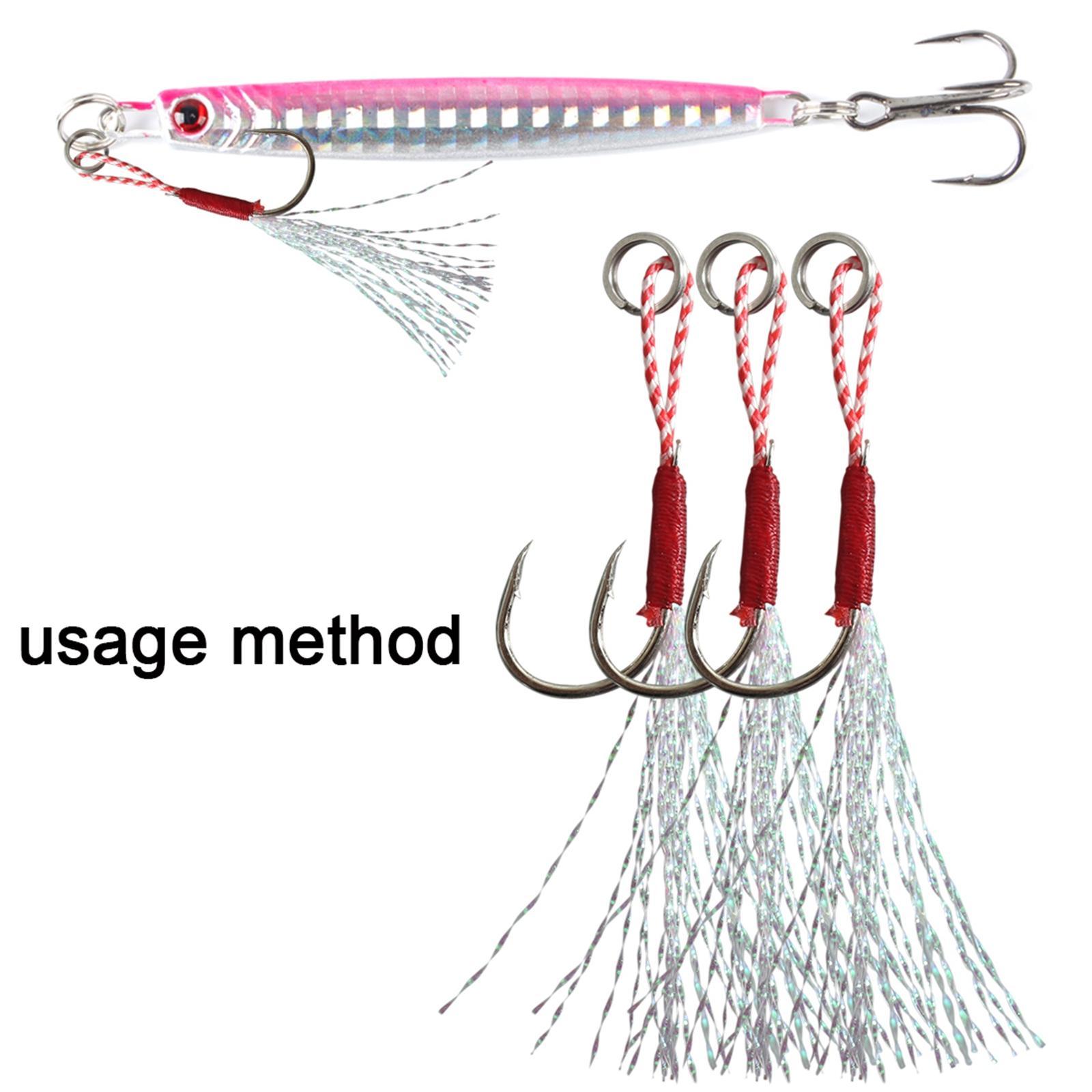 Fishing Assist Hooks Fast Slow Jig Fishing Hook Carbon Steel Assist Hook Saltwater for Jigging Vertical Jigging Lures Circle Hooks