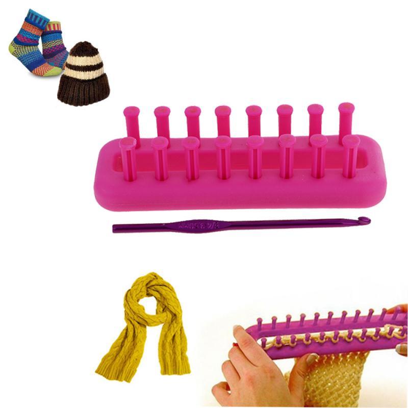 Plastic Rectangle Wool Knitting Loom with Hook Scarf Hat Scarf Hat Maker