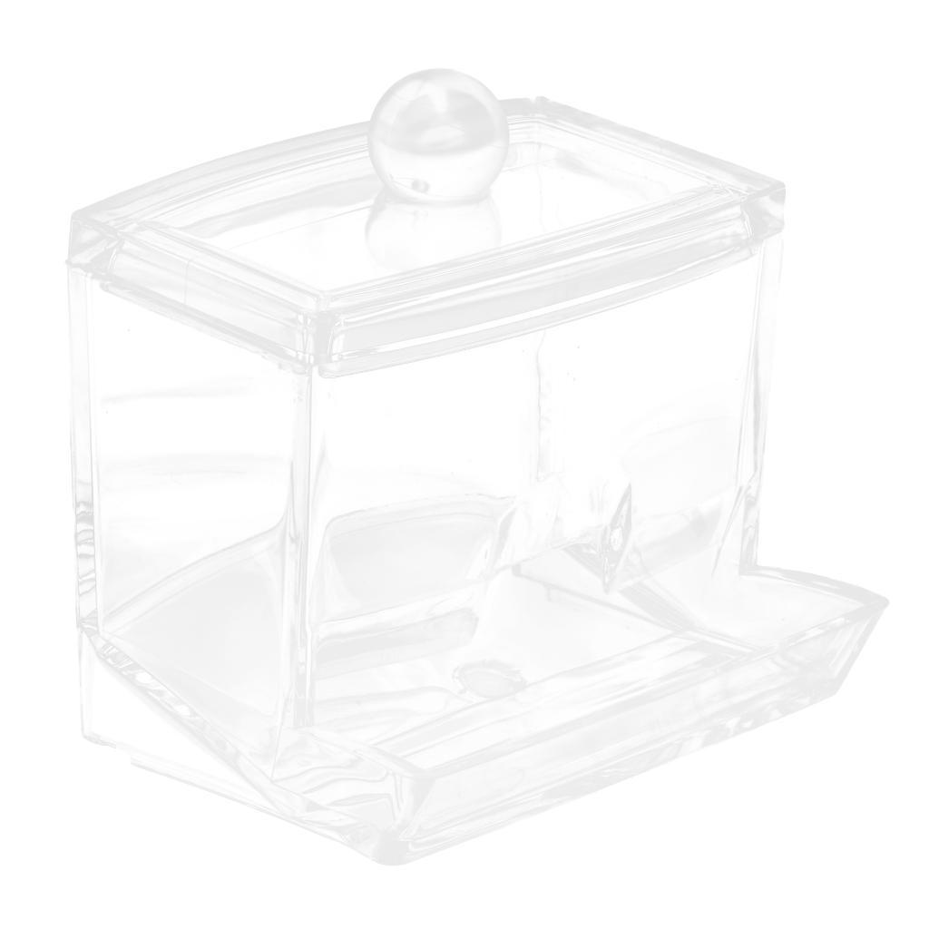 Clear Cotton Ball and Swab Holder Organizer Storage Box- Premium Quality Acrylic Round Container Makeup Pads Swab Holder Case