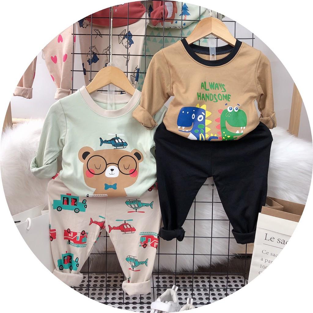 Bộ cotton dài tay trẻ em siêu dễ thương cho bé trai - bé gái