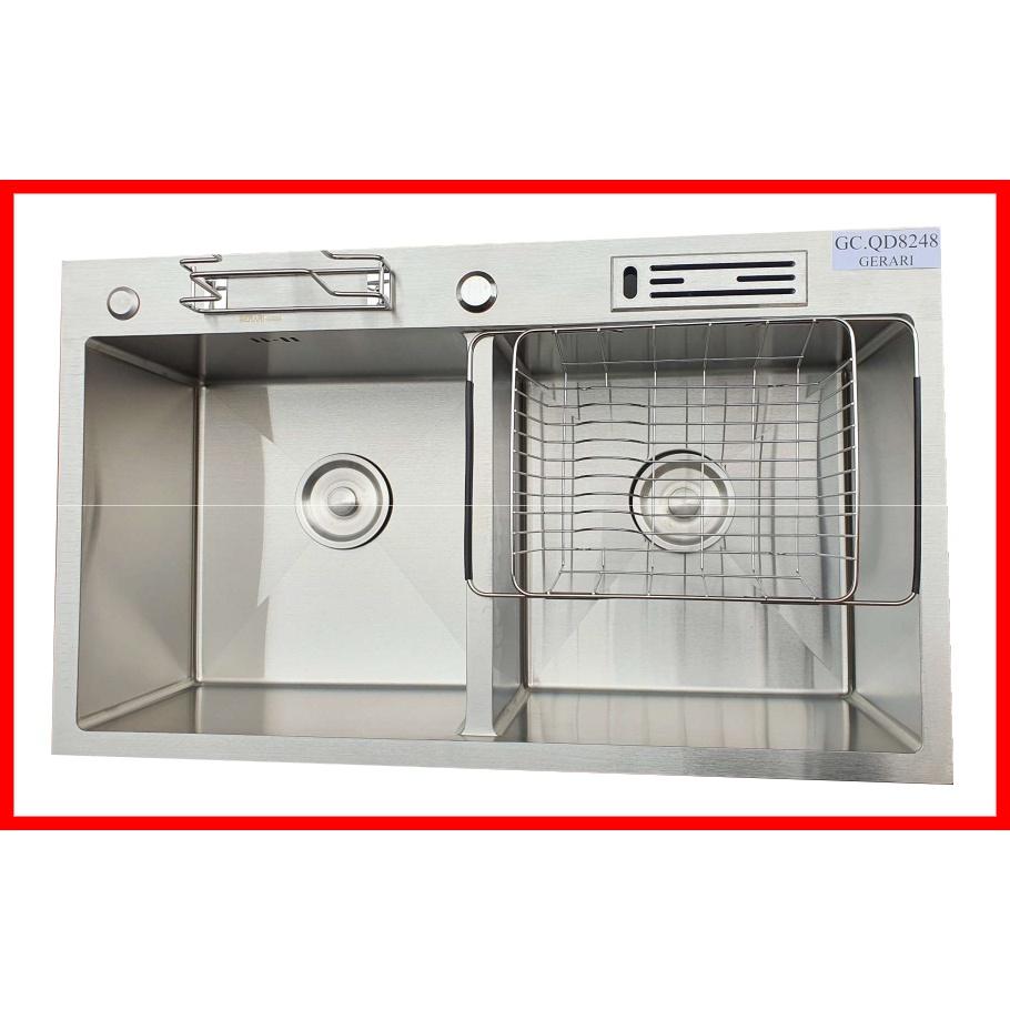 Chậu rửa 2 hố cân phụ kiện đi kèm chât liệu Inox 304 cao cấp mã GC.QD8248 thương hiệu GERARI