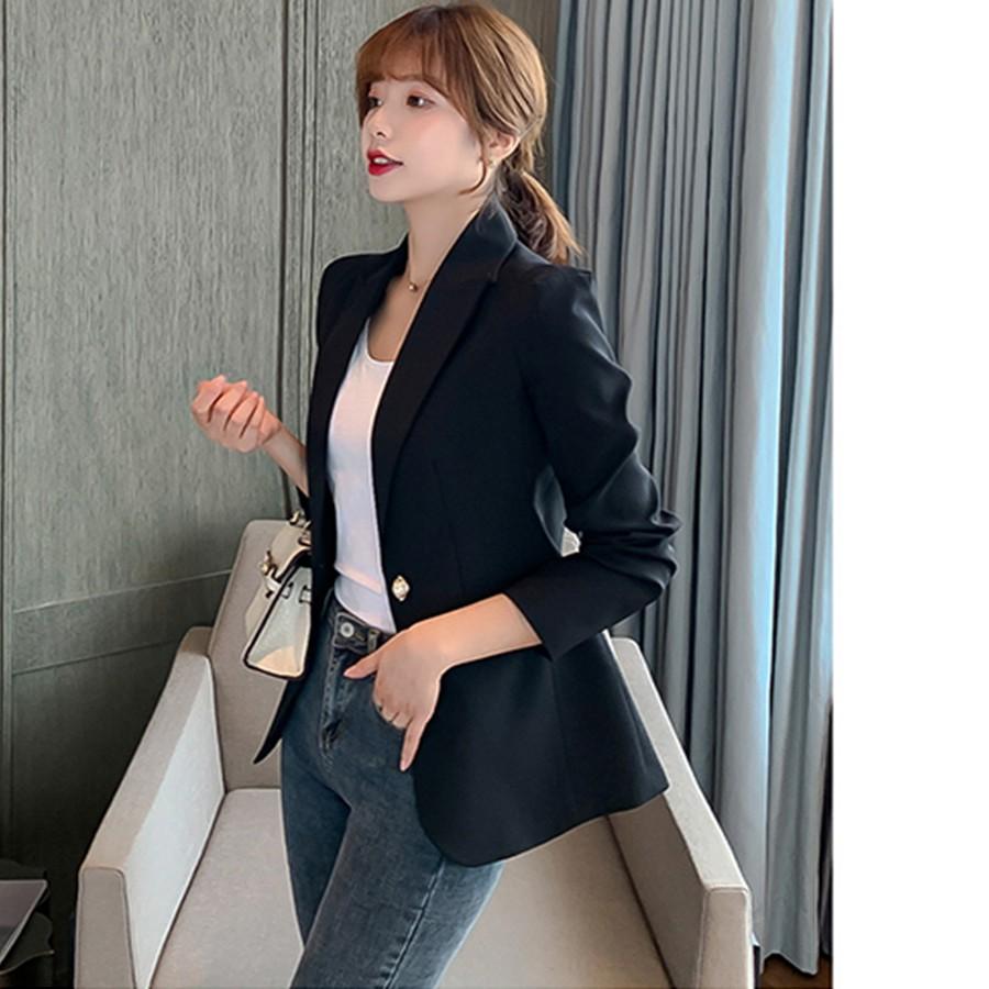 Áo vest nữ blazer suit dài tay Hàn Quốc màu trơn quý phái - Cúc áo ngọc ngà sang trọng - AG118