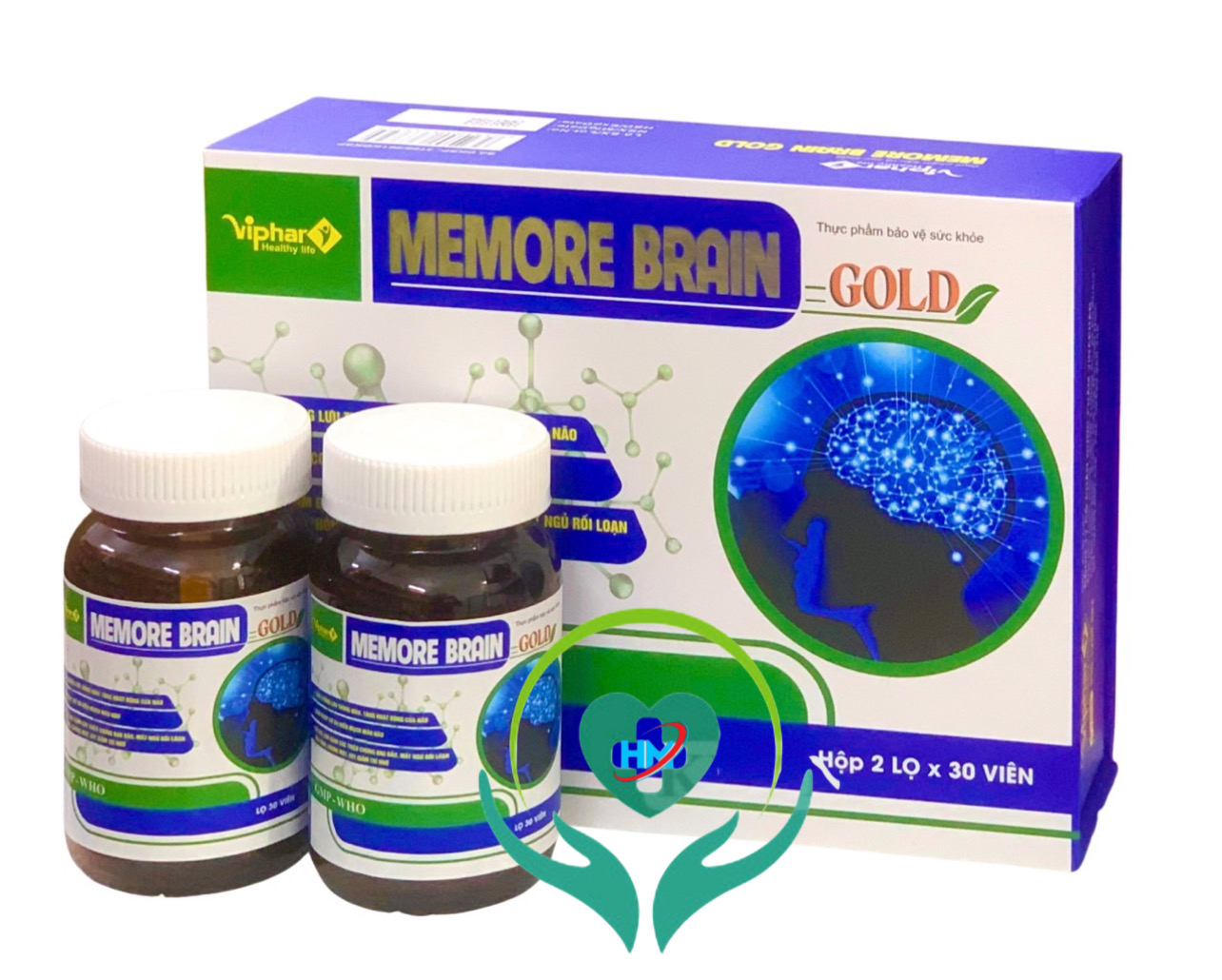 Bổ não MEMORE BRAIN GOLD- Hộp 2 lọ x 30 viên- Hoạt huyết, tăng cường lưu thông máu