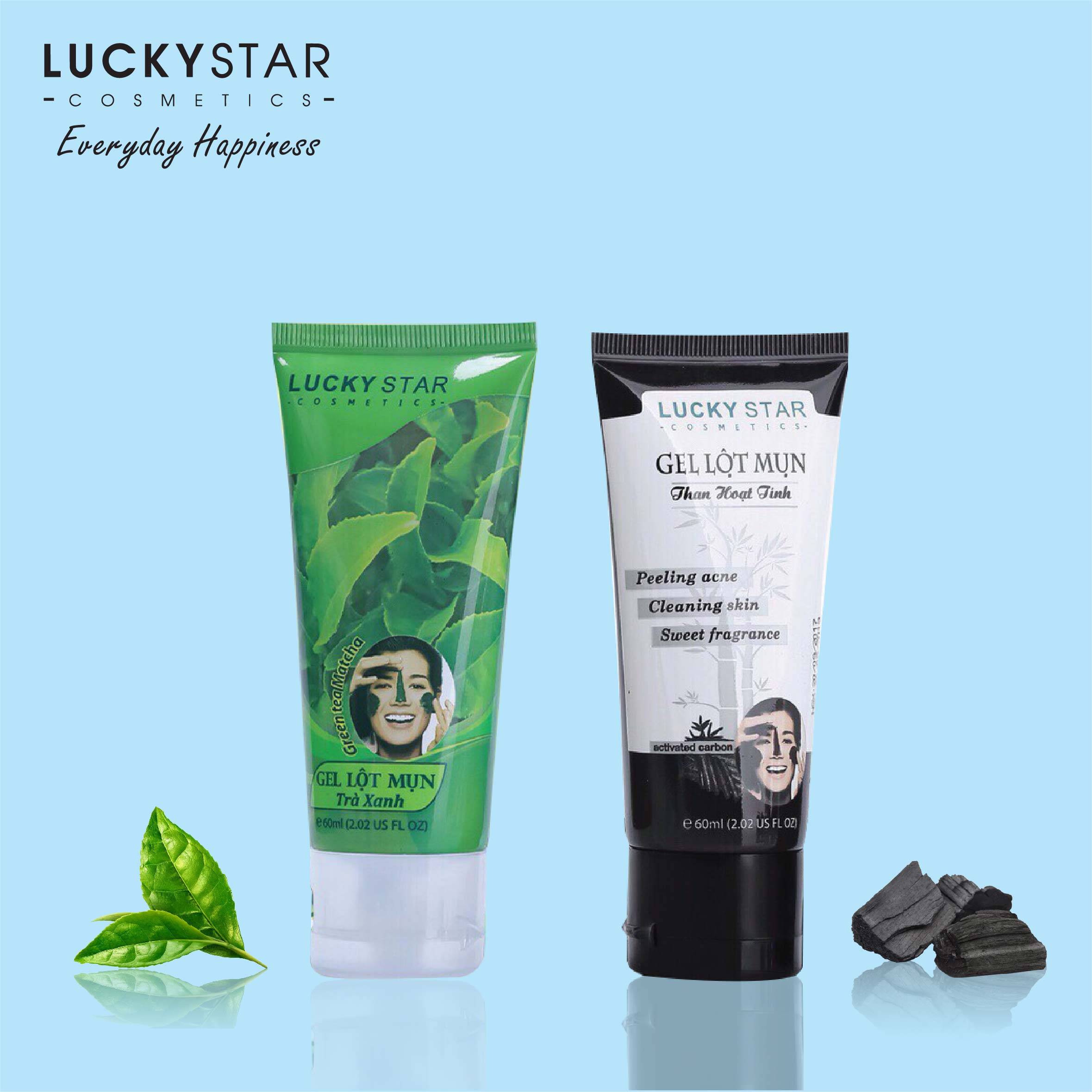 Combo Gel Lột Mụn Trà Xanh Và Than Hoạt Tính Lucky Star