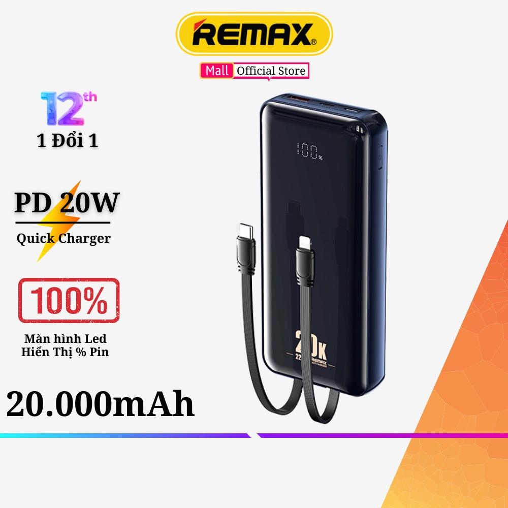 Pin sạc dự phòng Remax 20000mAh PD 22.5W tích hợp sẵn cáp cho điện thoại Remax RP-311 - Hàng Chính Hãng Remax