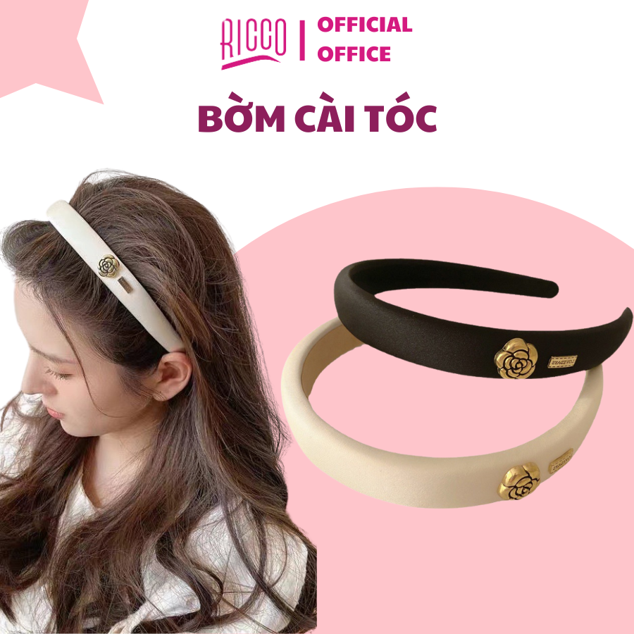 Bờm Cài Tóc Băng Đô Tóc Bọt Biển Cao Cấp Đính Hoa Trà Nhỏ Cho Nữ