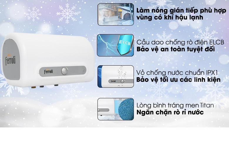 Máy nước nóng gián tiếp FERROLI QQ ME 20 lít (công suất 2500W) - Hàng chính hãng