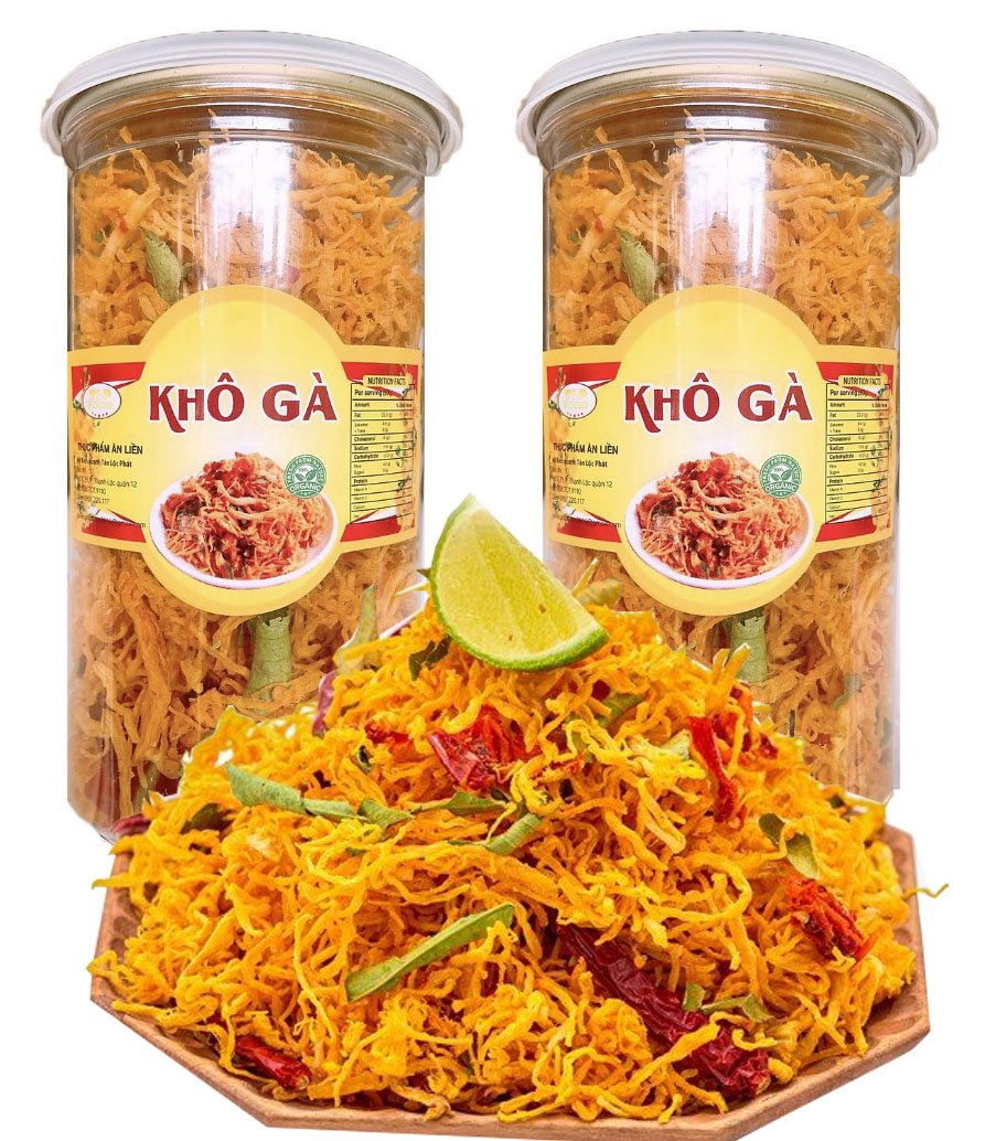 (COMBO 2 HŨ) KHÔ GÀ XÉ LÁ CHANH (GÀ CHÀ BÔNG CAY) TÂN LỘC PHÁT - MỖI HŨ 200G