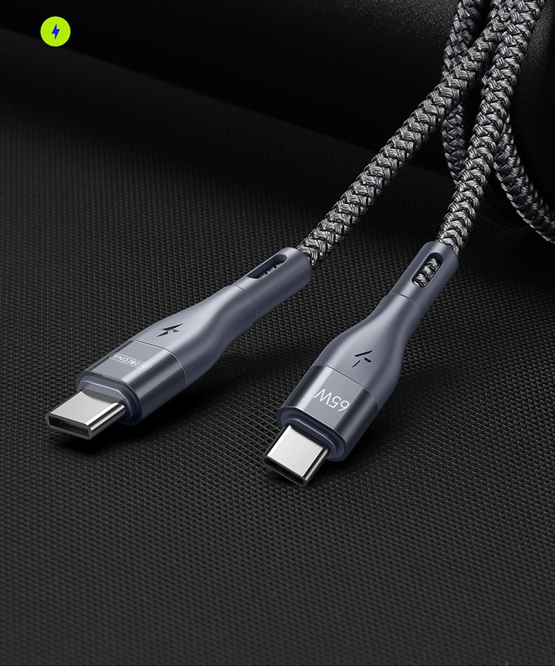 Cáp Sạc Nhanh 65W Type C to Type C, Bọc Dù Duzzona A2 USB C To USB C Cable Compatible with PD 65W_ Hàng Chính Hãng