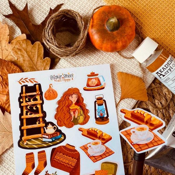 Sticker sheet fall hygge - chuyên dán, trang trí sổ nhật kí, sổ tay | Bullet journal sticker - unim052