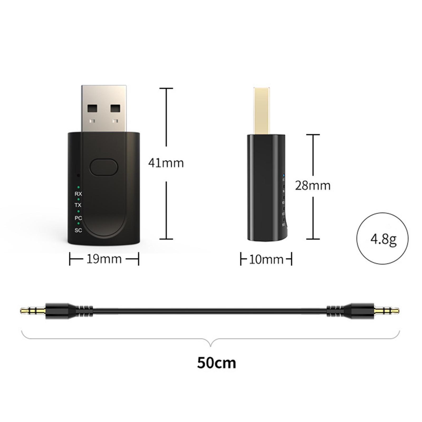 USB Bluetooth 5.1 Receiver 3.5mm AUX for Headphones PC