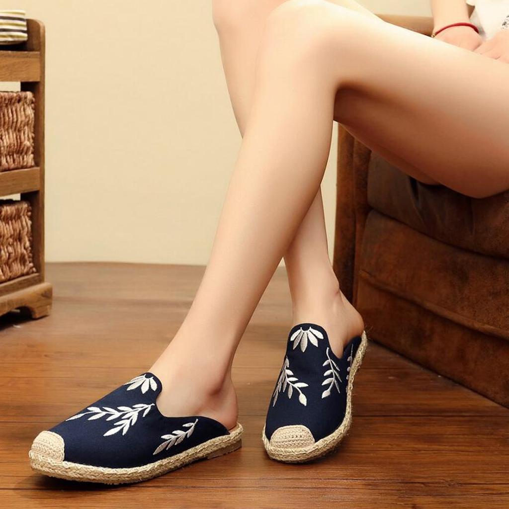 Lady Womens Flat Espadrilles Mule Slipper Shoes Espadrille Slide Slippers Causal Slipper