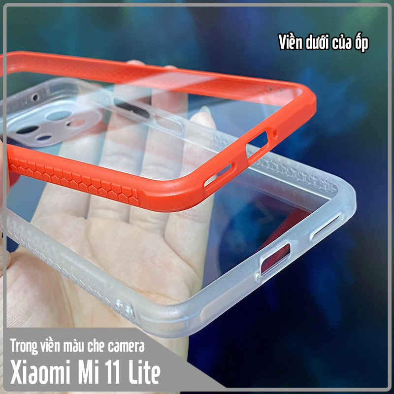 Ốp lưng cho Xiaomi Mi 11 Lite 4G - 5G trong viền màu che camera 4 Góc chống sốc