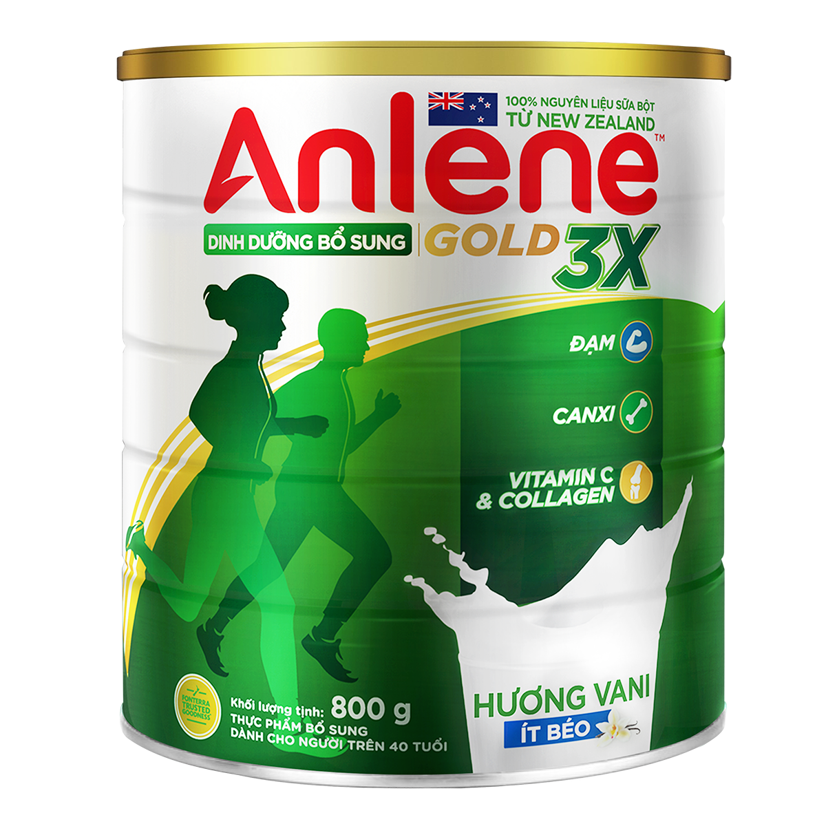 Combo 2 Sữa Bột Anlene Gold 3X Hương Vanilla (Hộp Thiếc 800g) tặng set 3 hũ gia vị