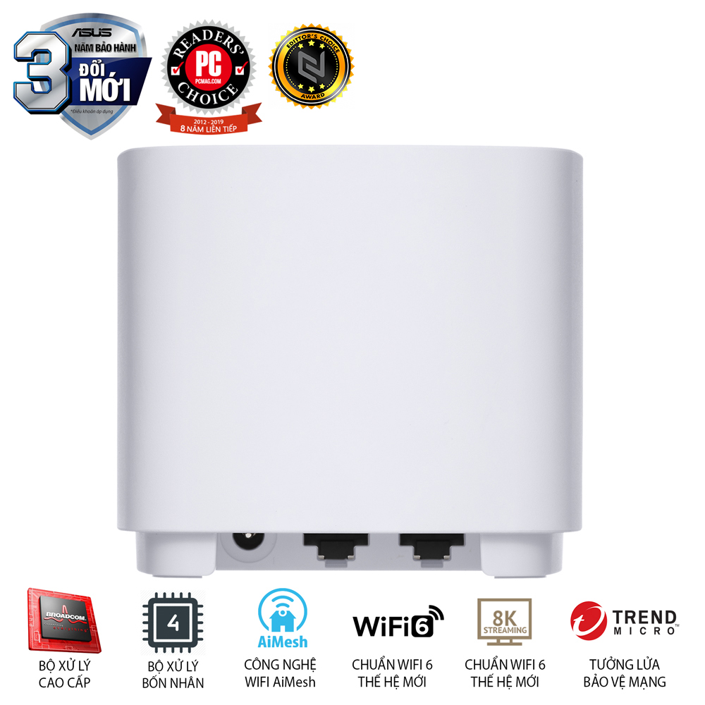 Hệ thống MESH WI-FI 6 ASUS XD4 (W-2-PK) Mini ZenWiFi AX1800 Băng Tần Kép - Hàng Chính Hãng