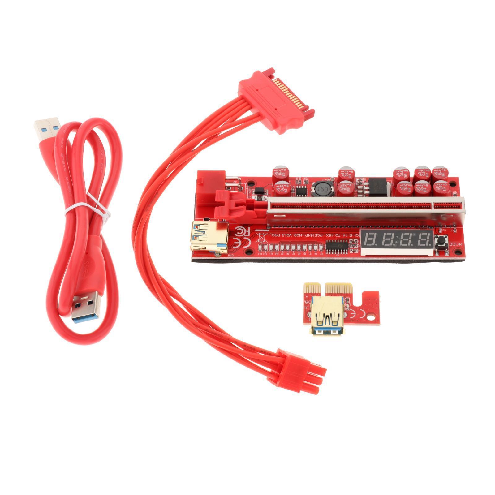 PCIe Riser 1x-16x USB 3.0 Cable Coin  PCIe Express 6Pin for Win7