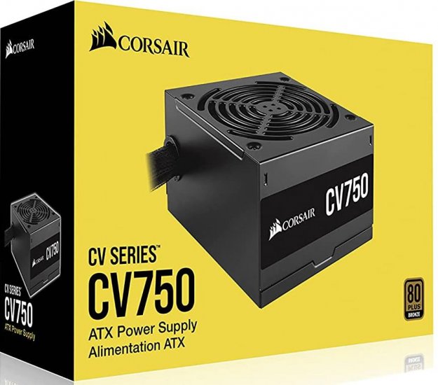 Nguồn máy tính Corsair CV750 - Công suất 750W - 80 Plus Bronze - Hàng chính hãng