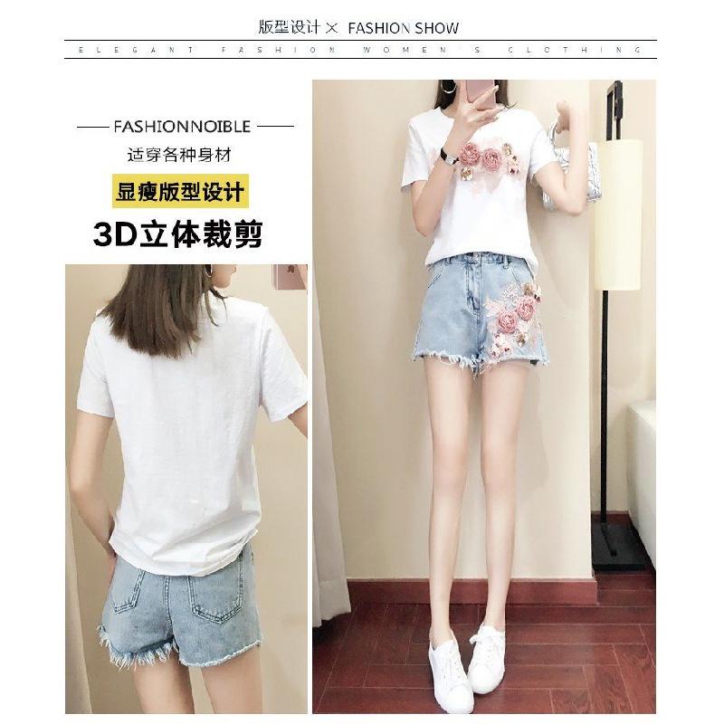 Set Áo Thun Nữ Ngắn Tay Và Quần Short Denim In Hình One Piece
