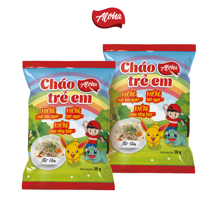 Cháo ALOHA For Kids Vị Thịt Bằm - Ăn liền - gói 50gr - Thùng 50 gói