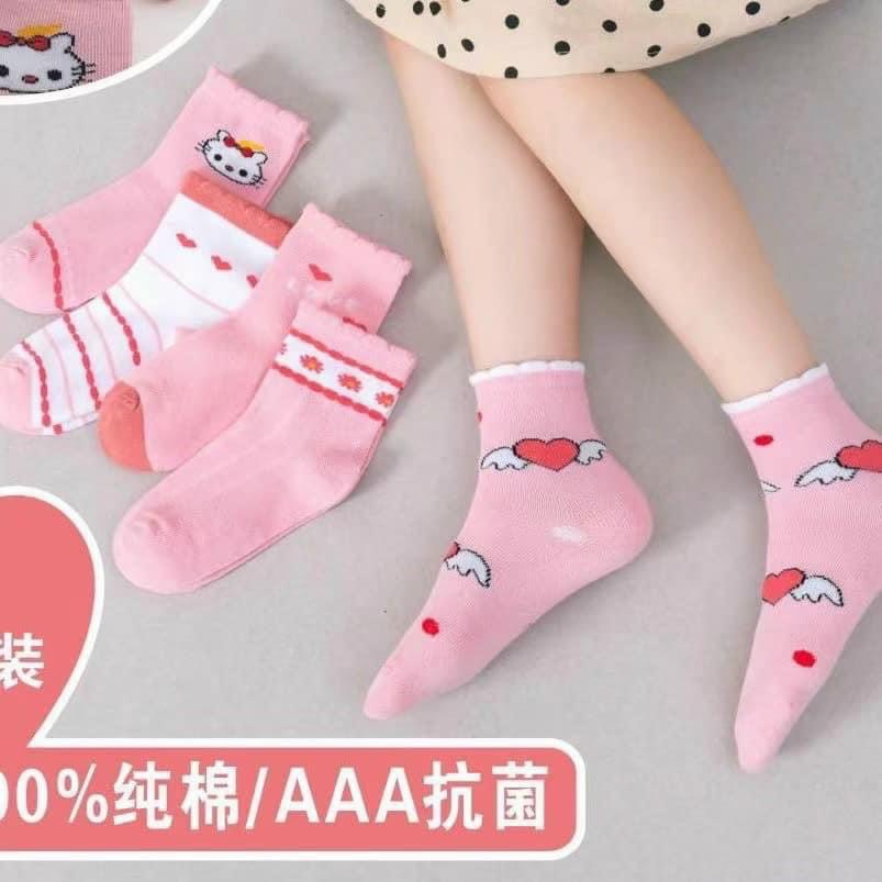 LỐ 10 ĐÔI TẤT TIM HỒNG SIÊU CUTE CHO BÉ GÁI