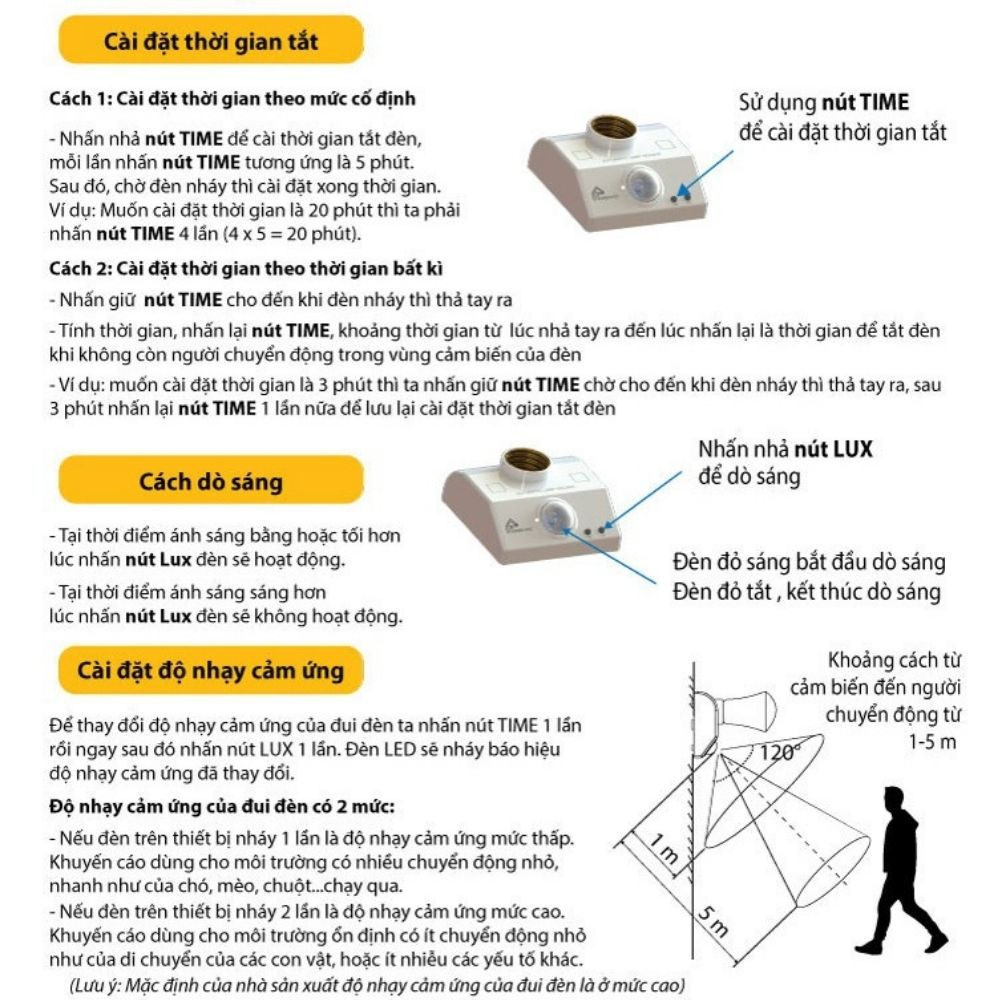 Đui Đèn Thông Minh Cảm Ưng Chuyển Động Tự Đông Bật Tắt