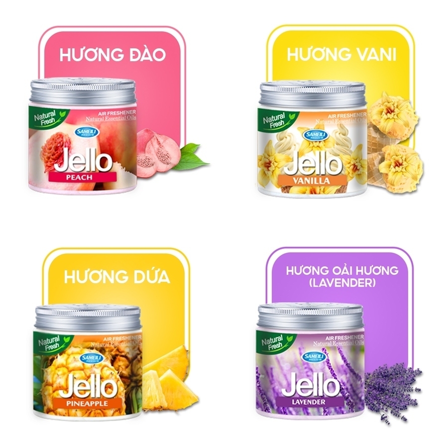 Sáp Thơm Phòng Khử Mùi JELLO 4 Mùi Thơm Dịu Nhẹ Cho Nhà Vệ Sinh, Ô Tô, Tủ Quần Áo, Phòng Ngủ Giao Hương Ngẫu Nhiên